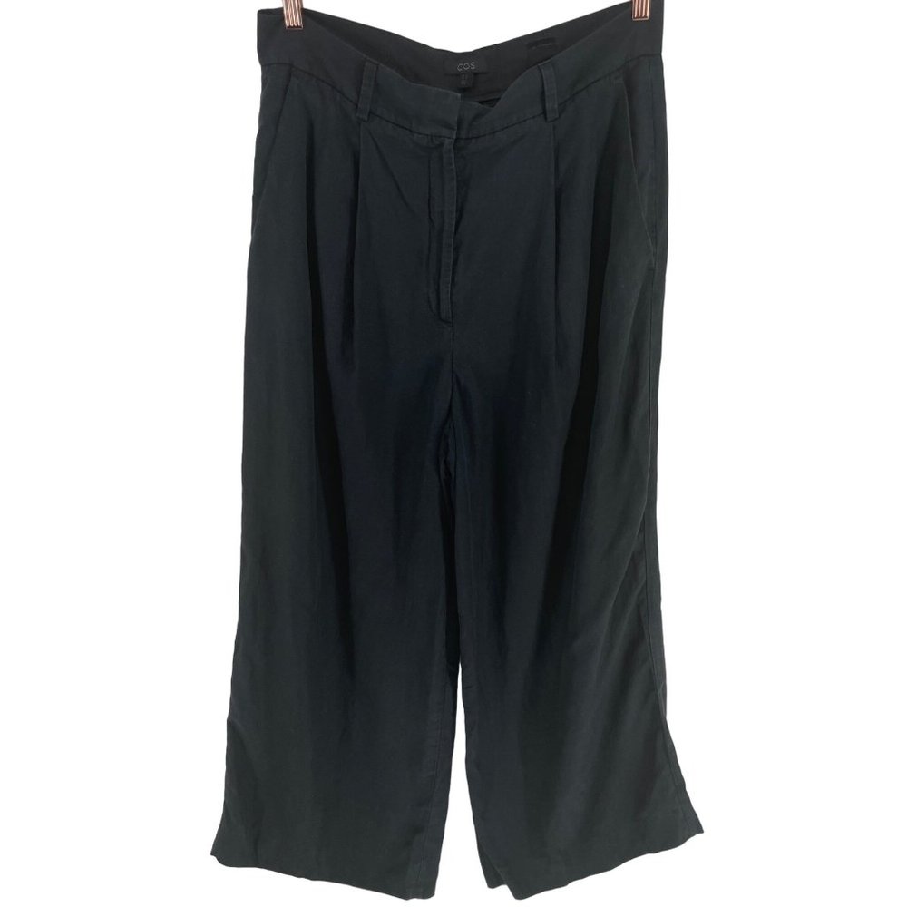 COS Women's Size 14 Linen Blend Black Pants